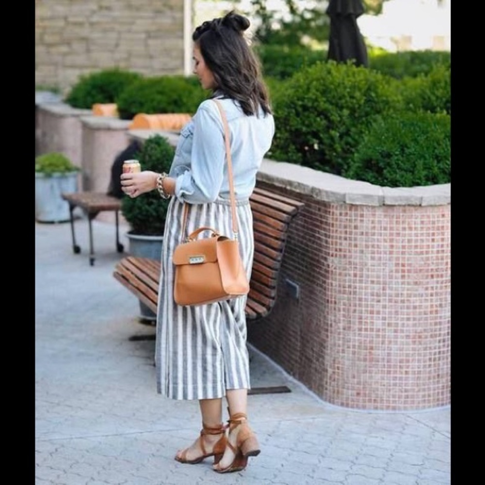 Madewell Huston Pull-On Crop Pants Culottes stripe